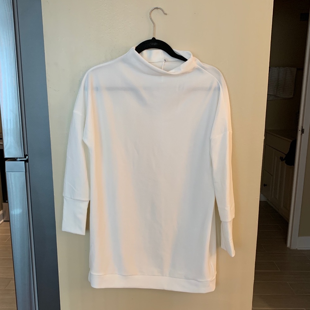 White ribbed light weight sweater dress